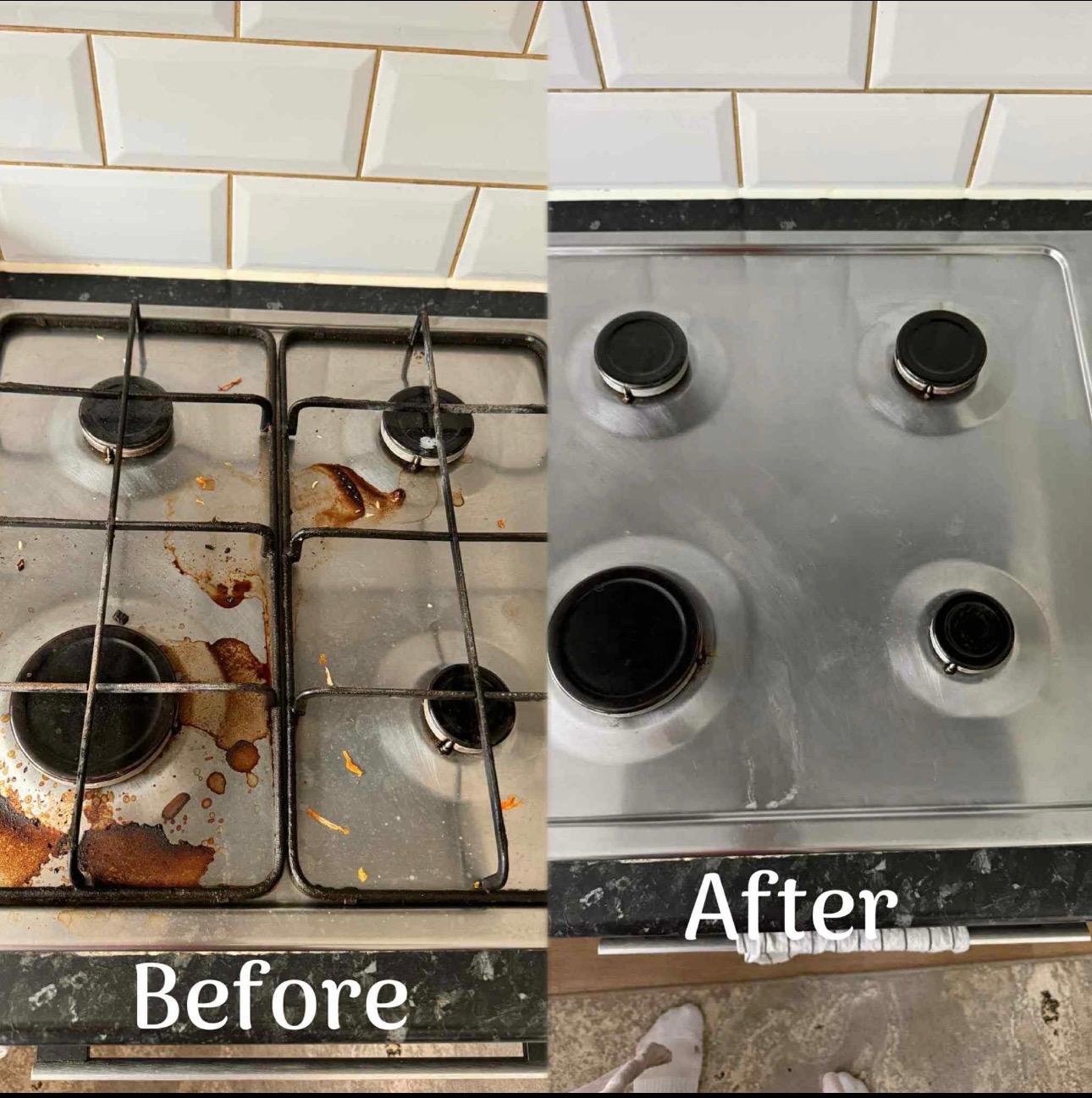 Before and after cleaning comparison in one image
